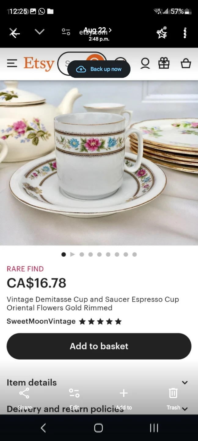 Set of 4 vintage floral demitasse cups and saucers - photo 4