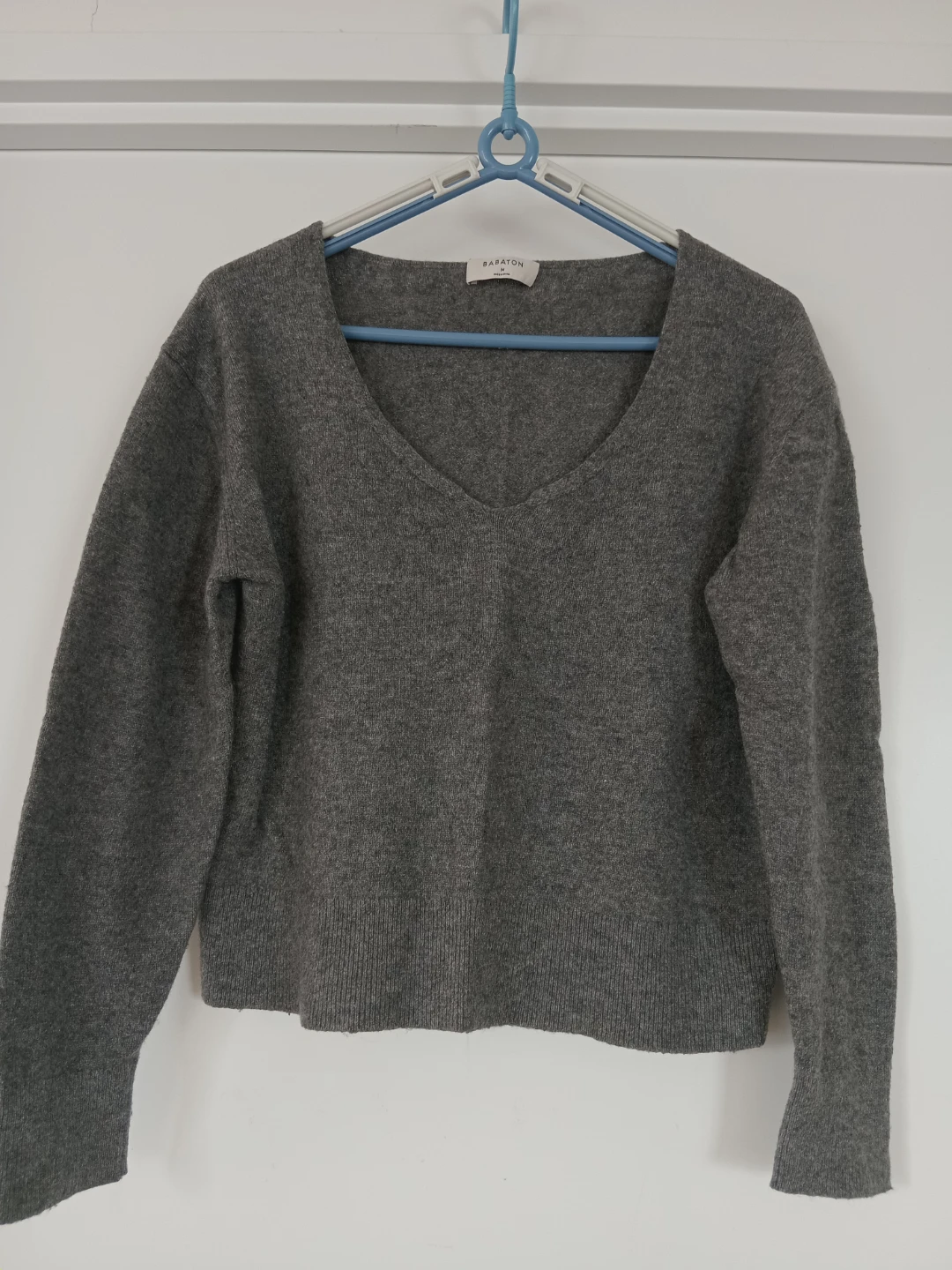 Babaton Grey V-Neck Sweater
