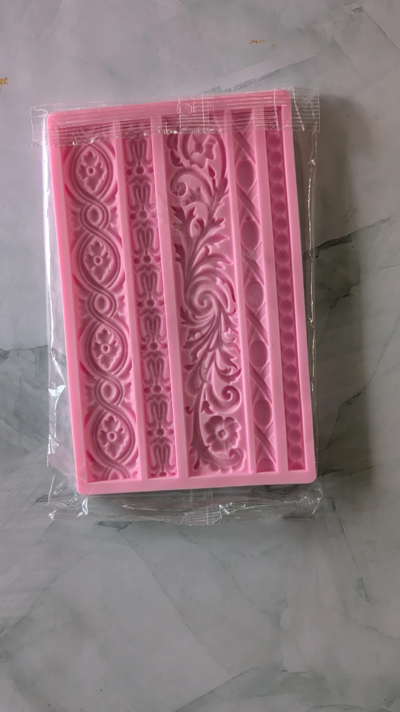 Pink Floral Silicone Border Mould