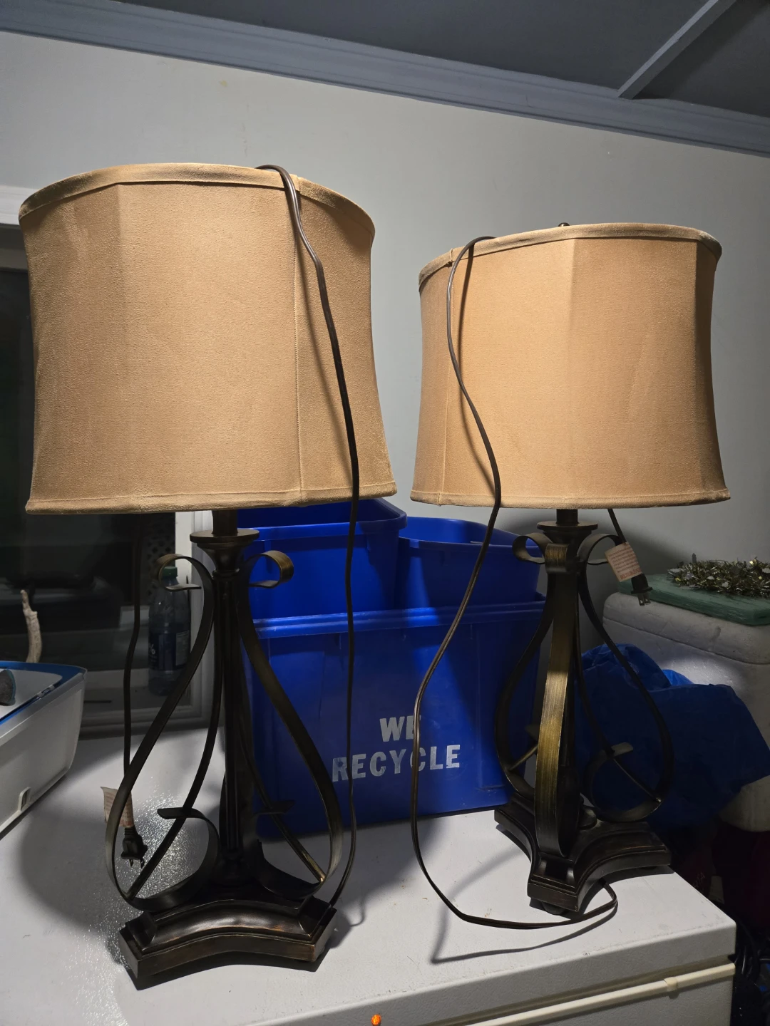 Set of Two Bronze Table Lamps