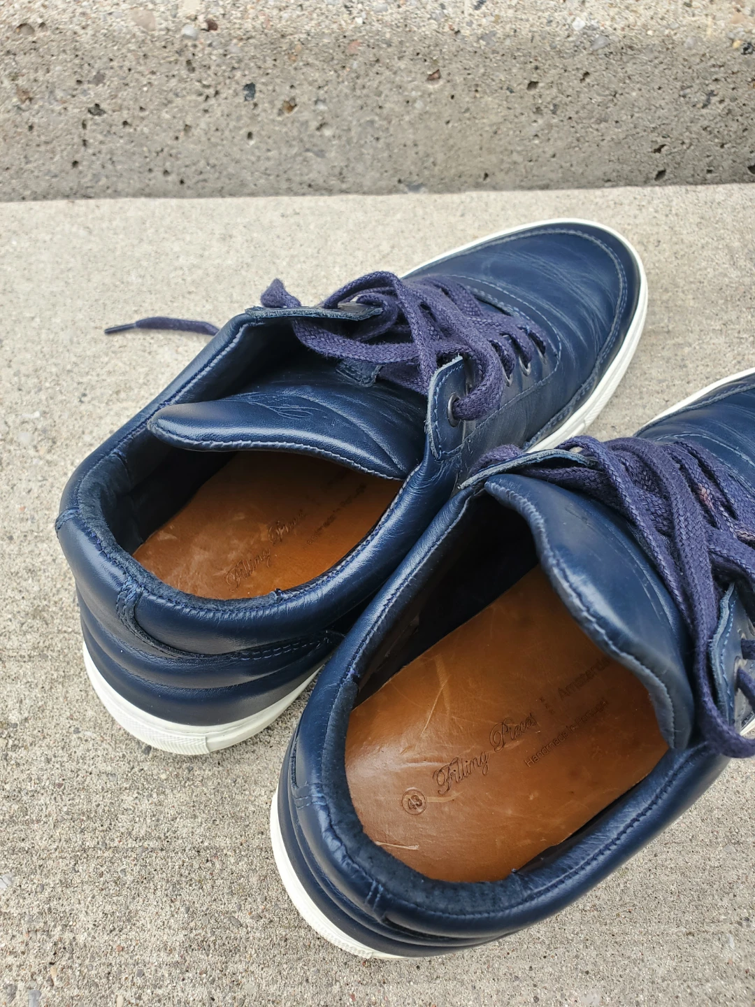 Filling Pieces Navy Leather Sneakers - photo 4