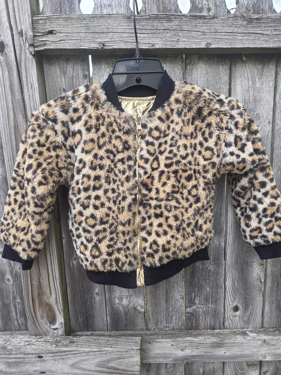 Epic threads Girls Faux Fur Leopard Print Bomber Jacket