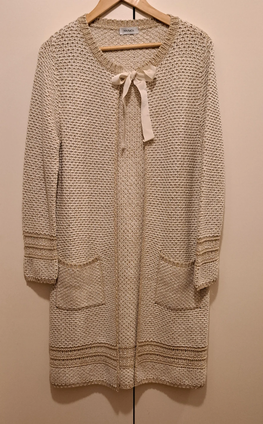 Max&Co. Cream and Gold Knit Cardigan