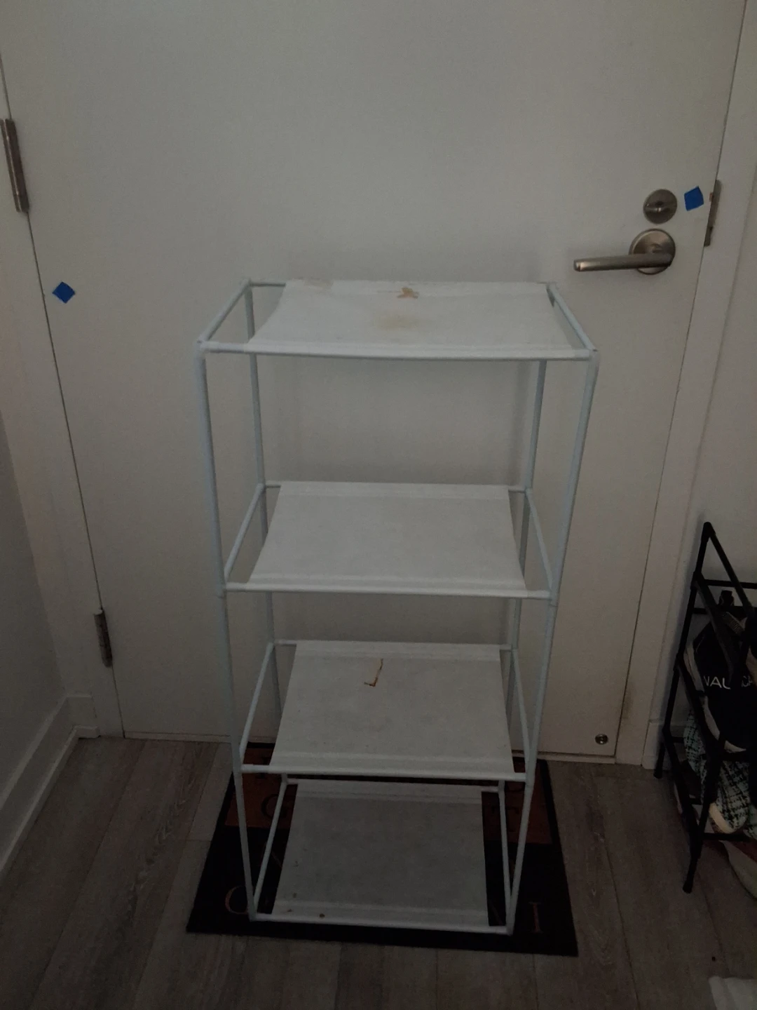 White 4-Tier Metal and Fabric Storage Shelf