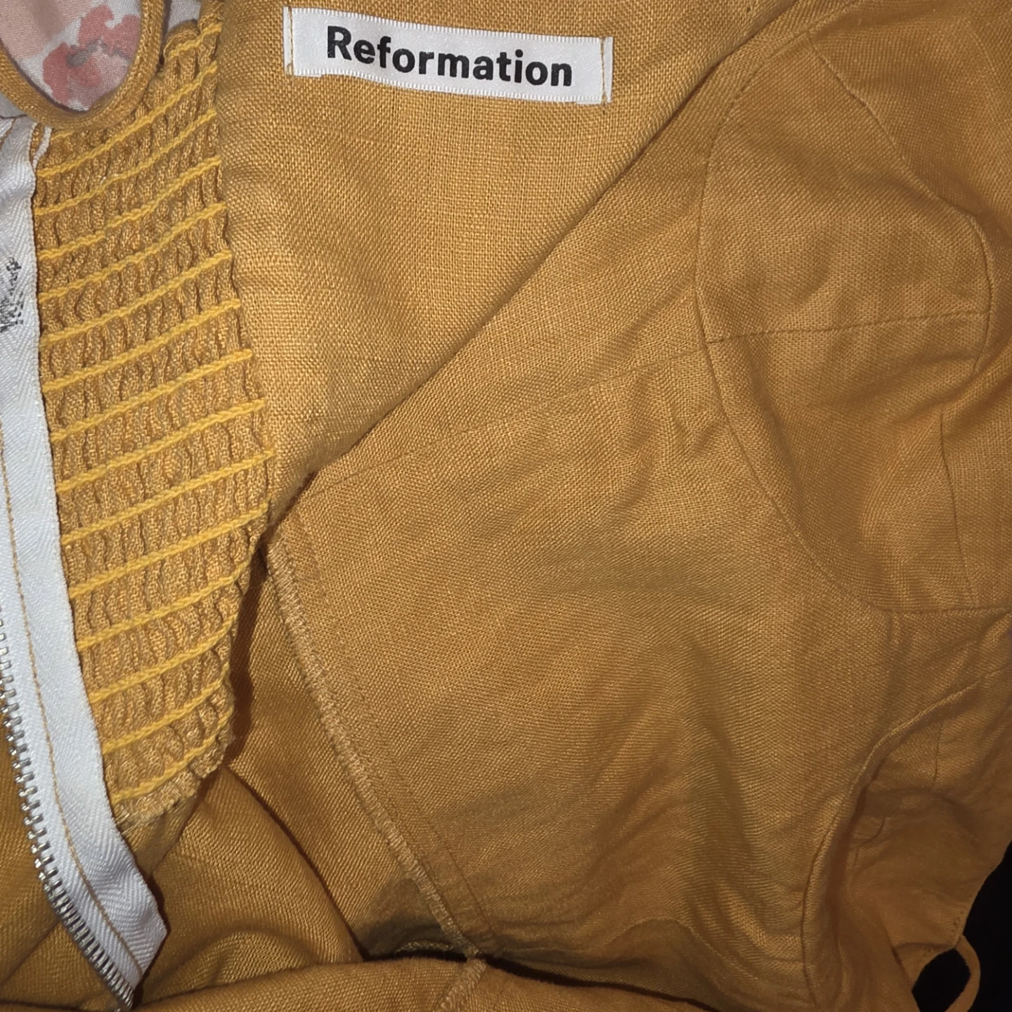 Reformation Mustard Yellow Linen Dress Size 2 - photo 3