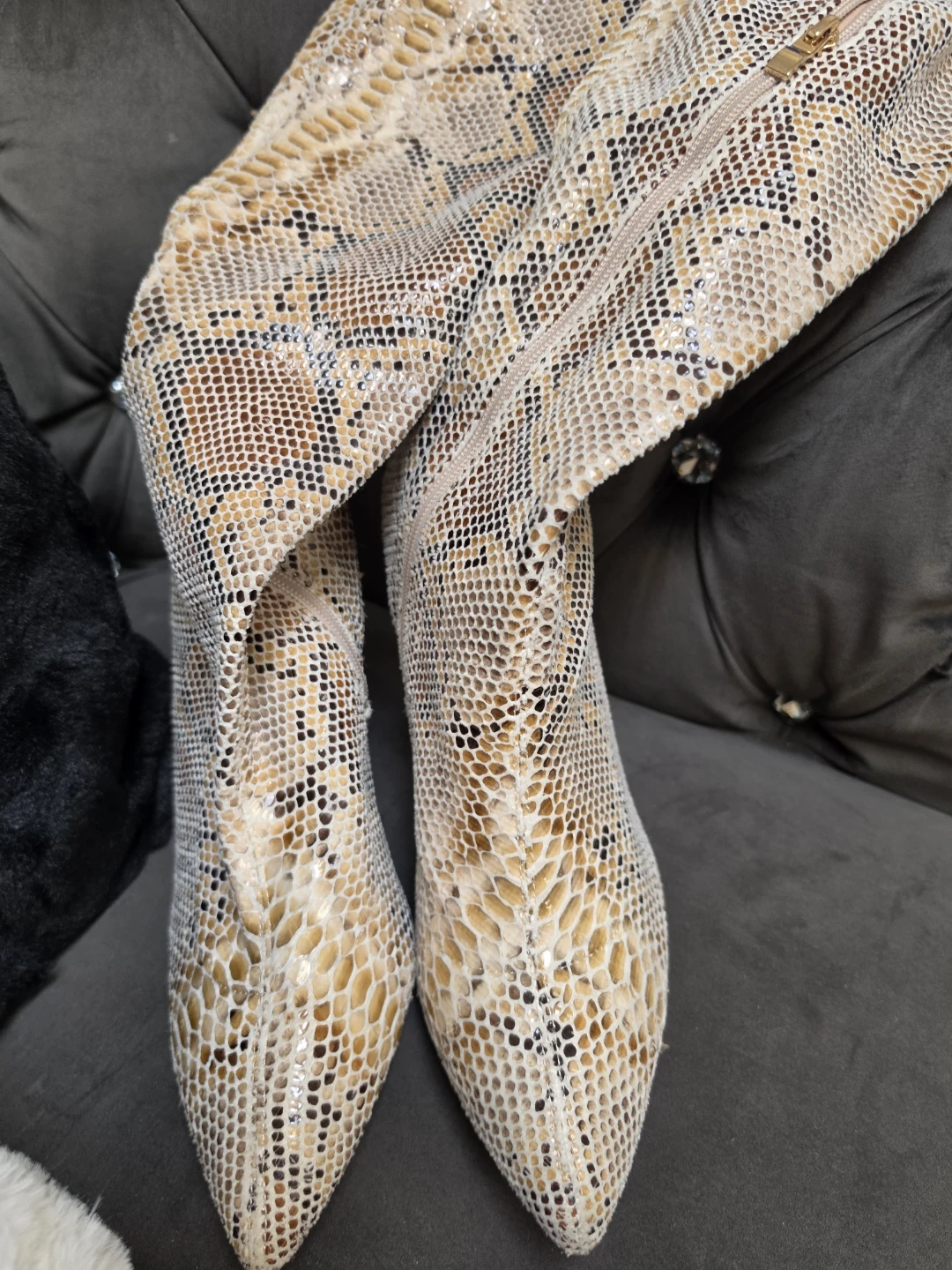 Snake Print Over-the-Knee Boots