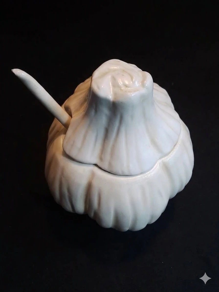 Vintage Mid-Century Ceramic Garlic Condiment Jar - photo 2