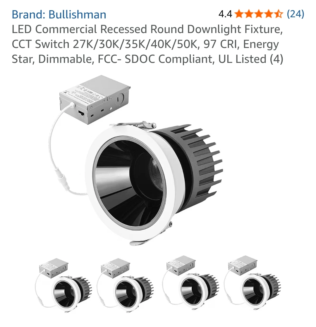 Bullishman LED Commercial Recessed Round Downlight - Pack of 4