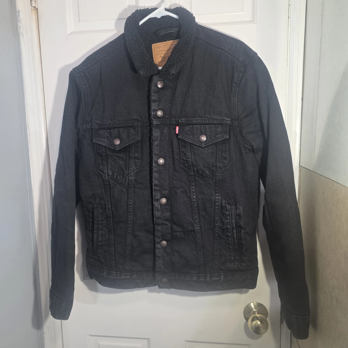 Levi's Premium Sherpa Lined Denim Trucker Jacket - Blk size M