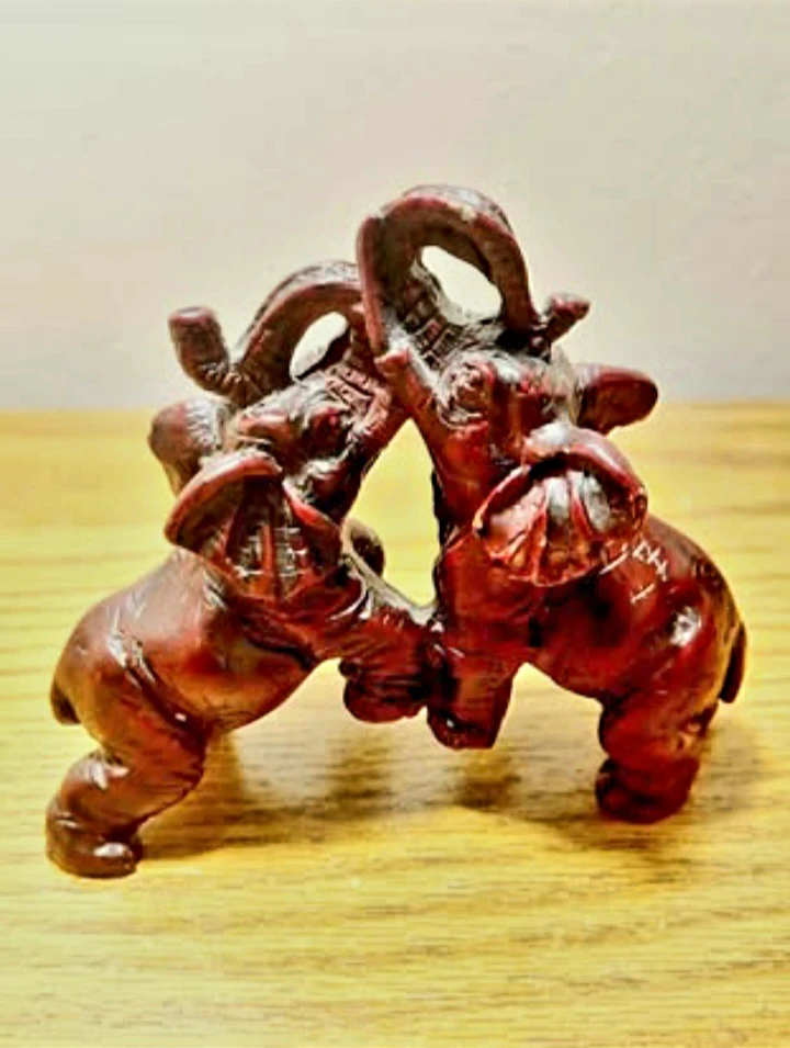 Chinese Zodiac Hand Carved Fighting Elephants - photo 4