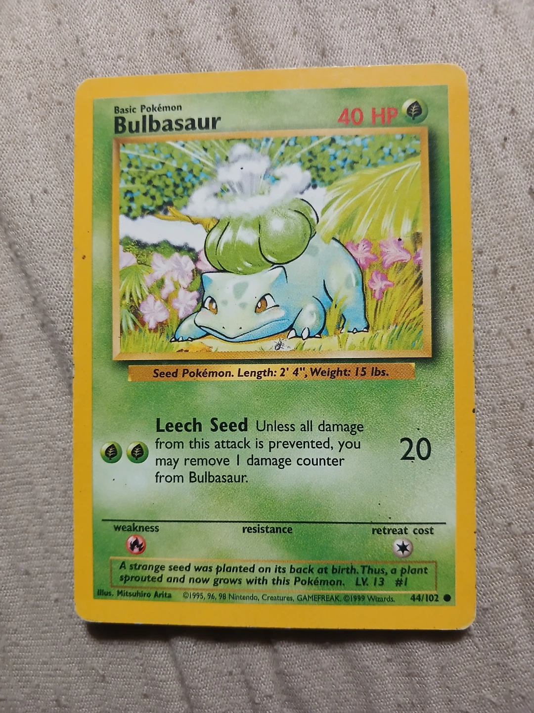 Bulbasaur 44/102 1999 Pokémon Card