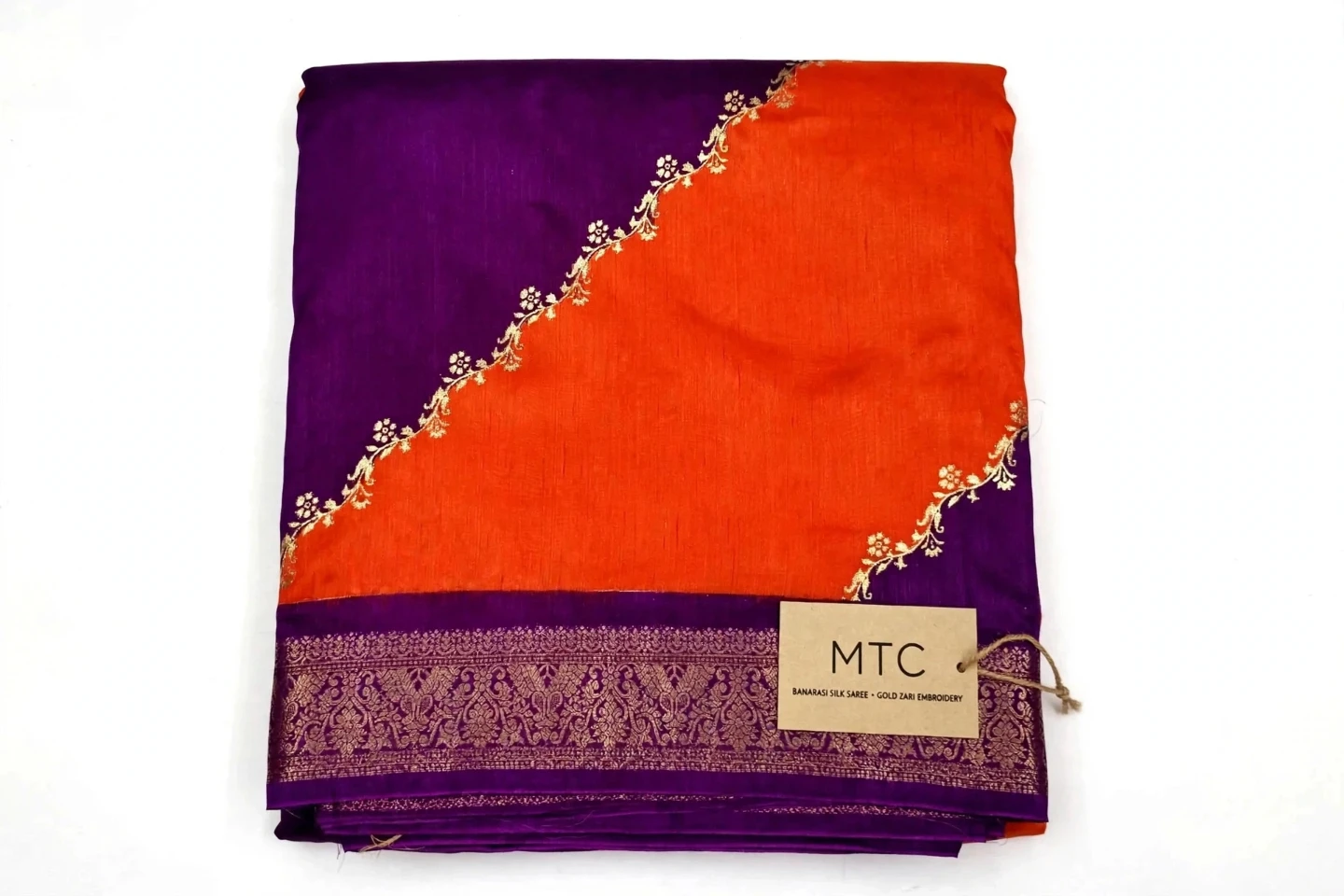 MTC Dola Silk Saree - Orange and Purple