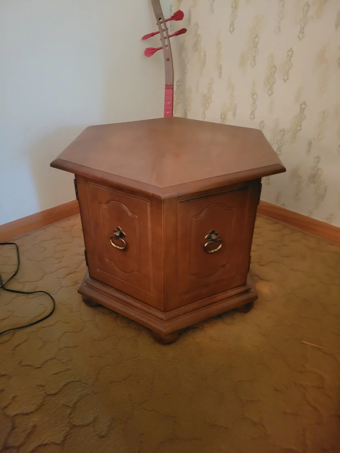 Vintage Hexagonal Wood End Table