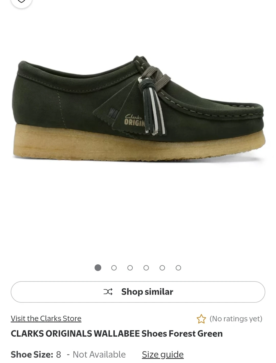 Brand new in box Clarks Originals Wallabee Shoes Forest Green