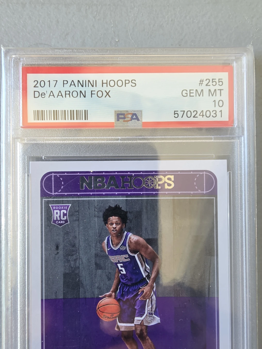 2017 Panini Hoops De'Aaron Fox Rookie Card PSA 10 - photo 2