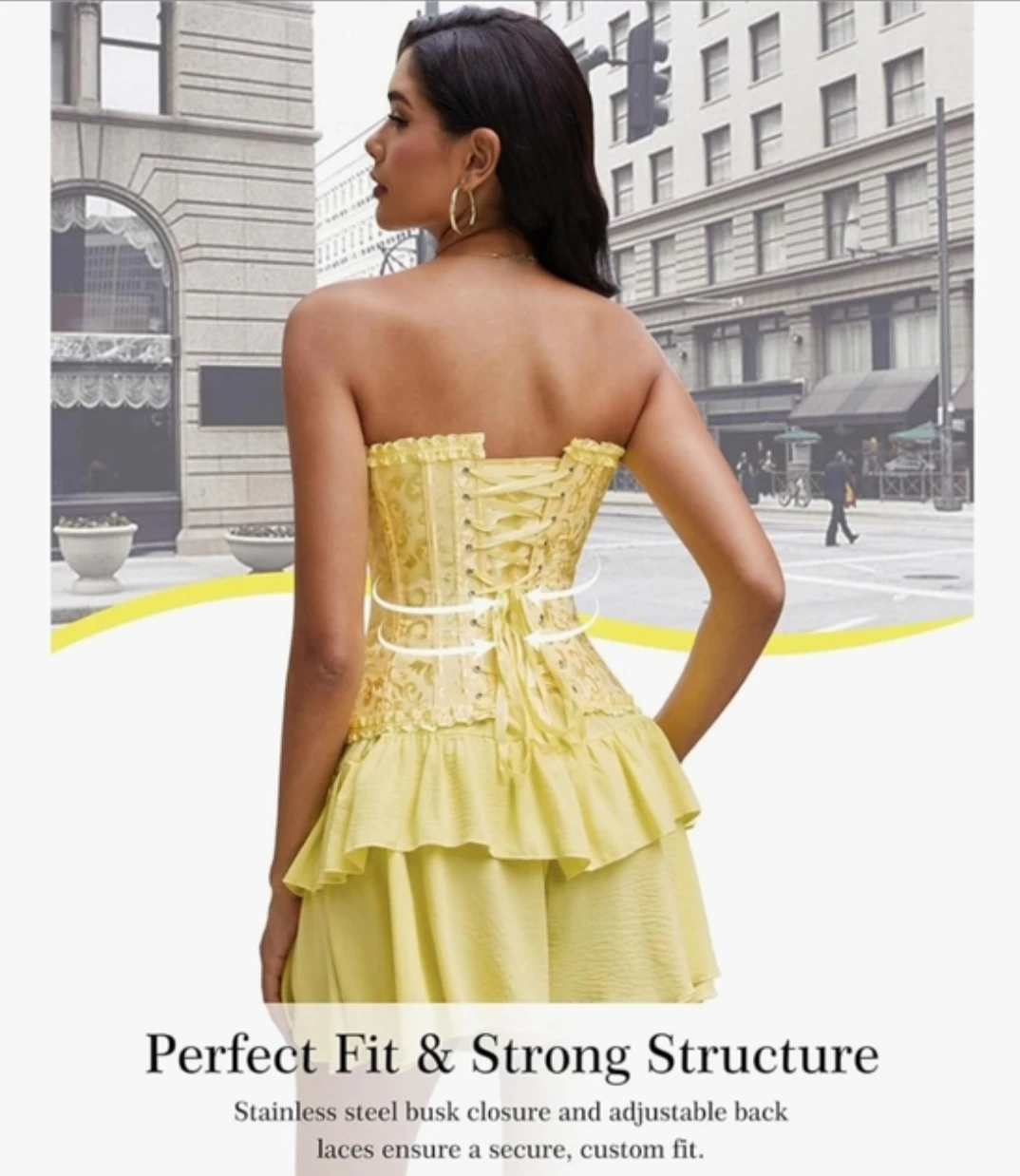 🏈New Yellow brocade corset top - photo 4
