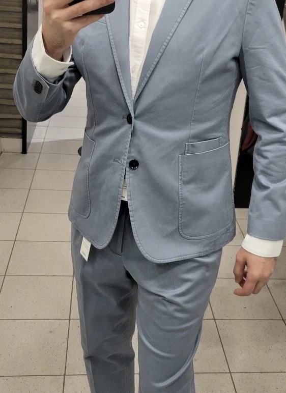 Express Light Blue Casual Cotton Suit Set - photo 3