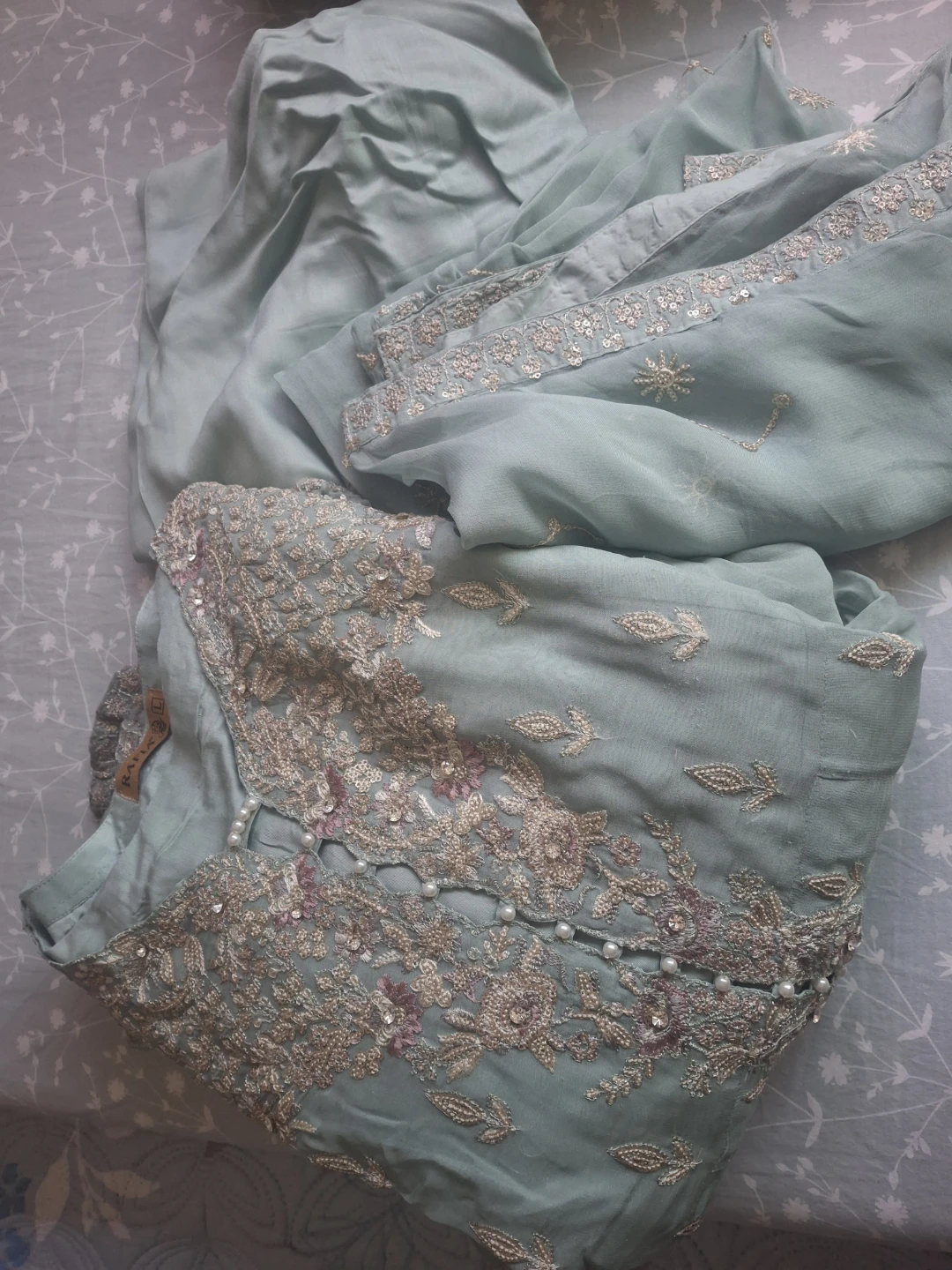 Rafia Embroidered Long Dress