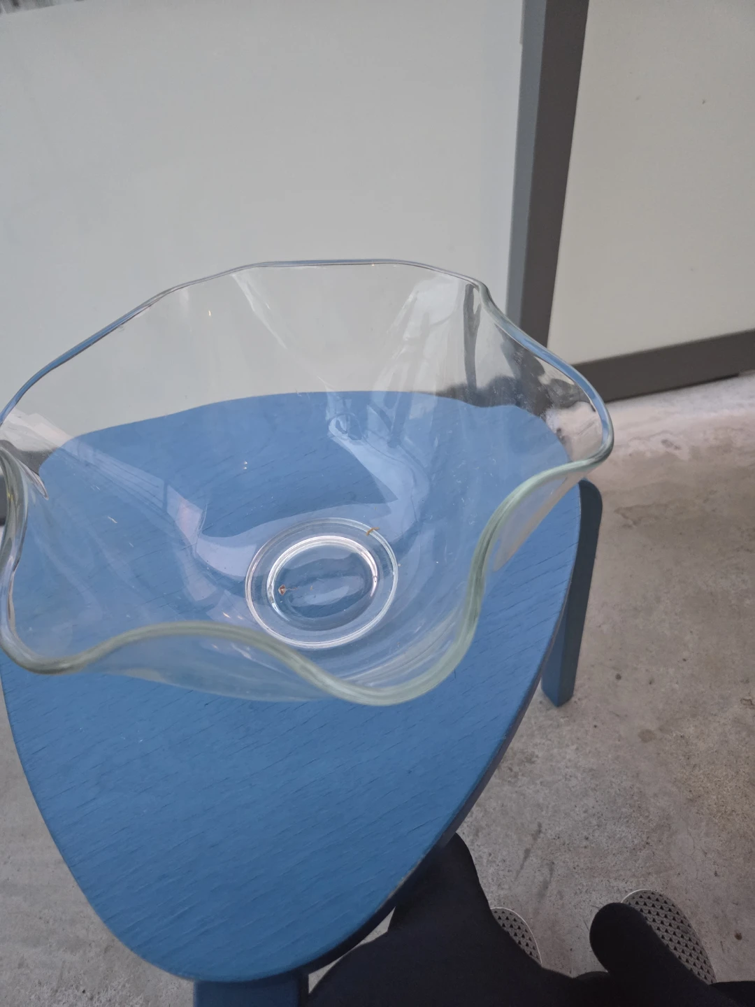 Clear Glass Scalloped Serving Bowl