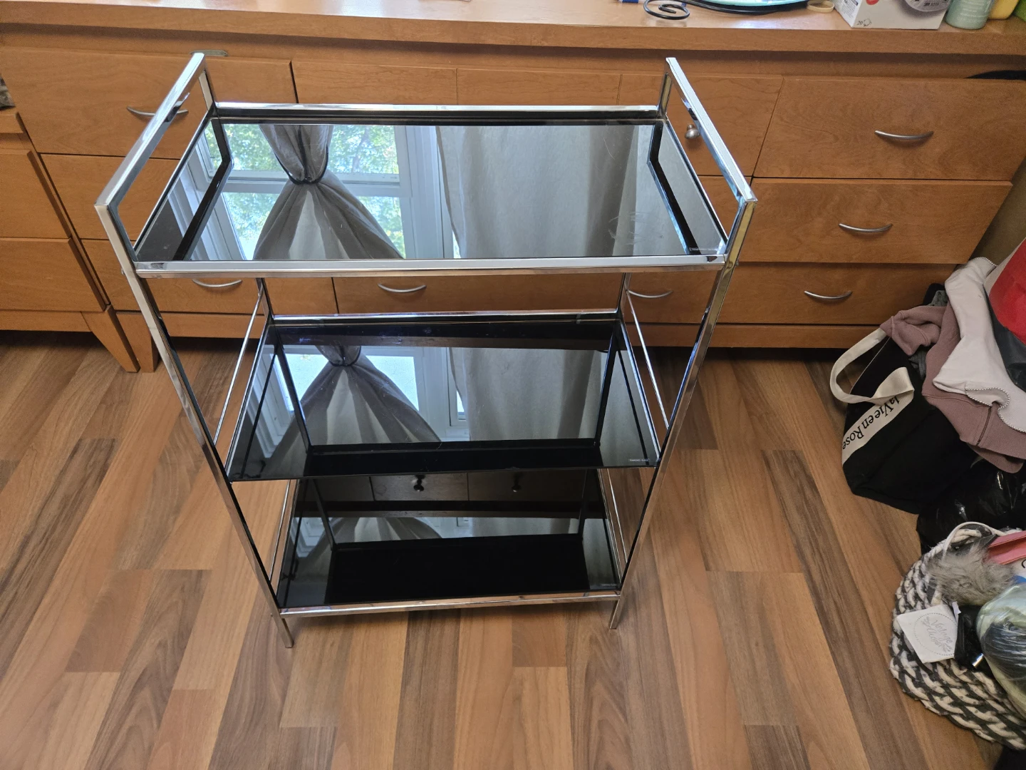 Three-Tier Chrome and Glass Serving Cart