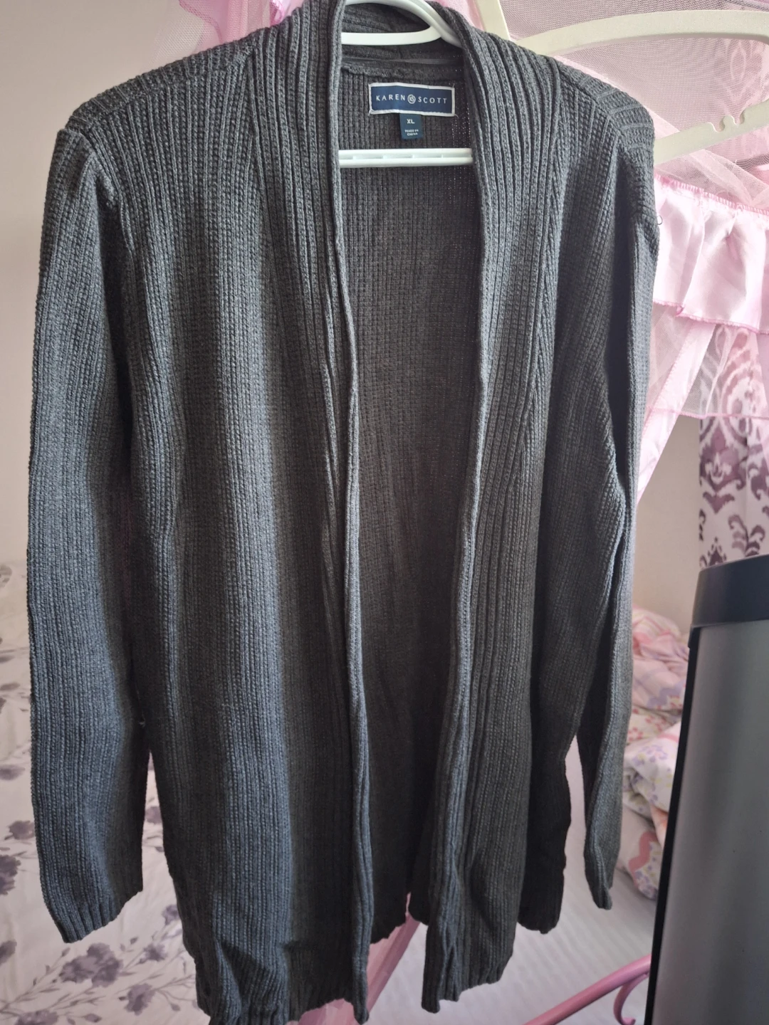 Karen Scott Grey Open Cardigan 🏈