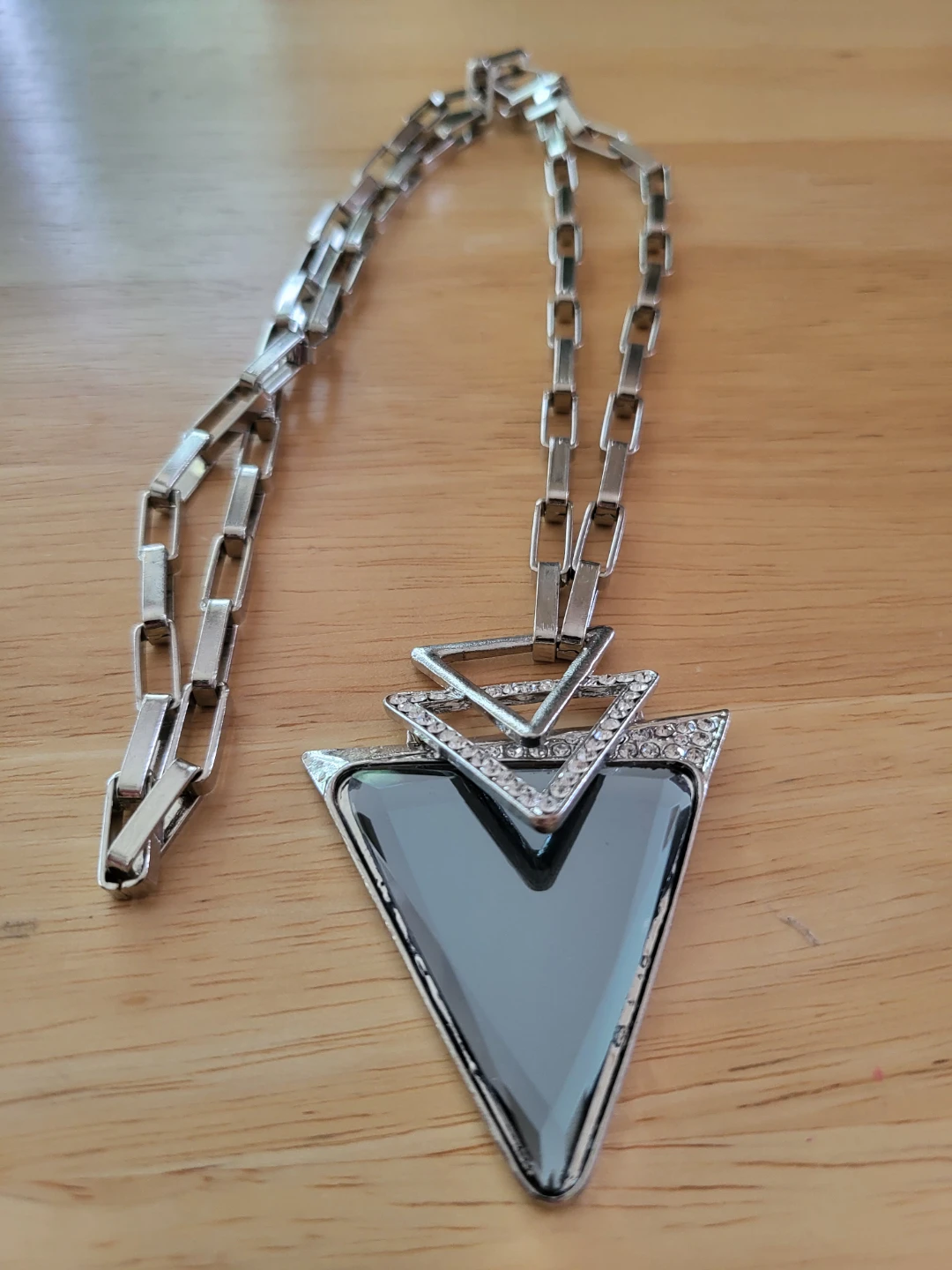 Silver-Tone Geometric Pendant Necklace