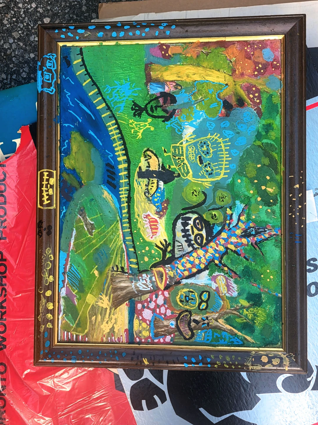 Original Abstract Art Piece in Framed Canvas by Rubb3r