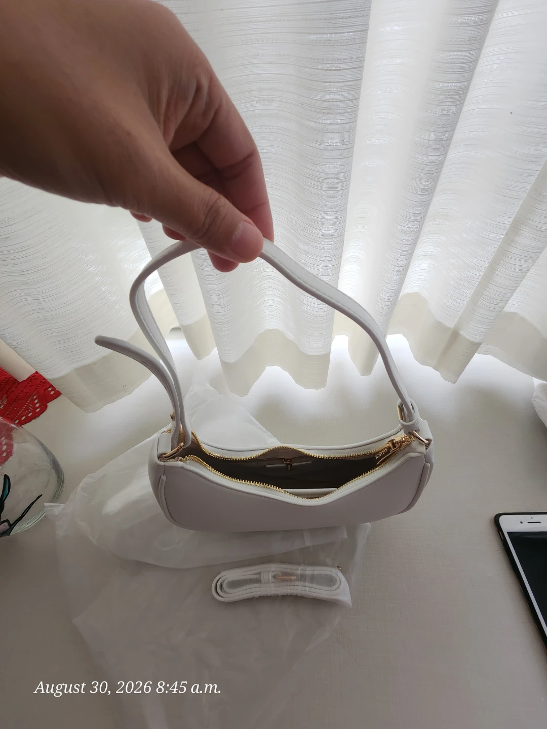 White Minimalist Shoulder Bag - photo 2