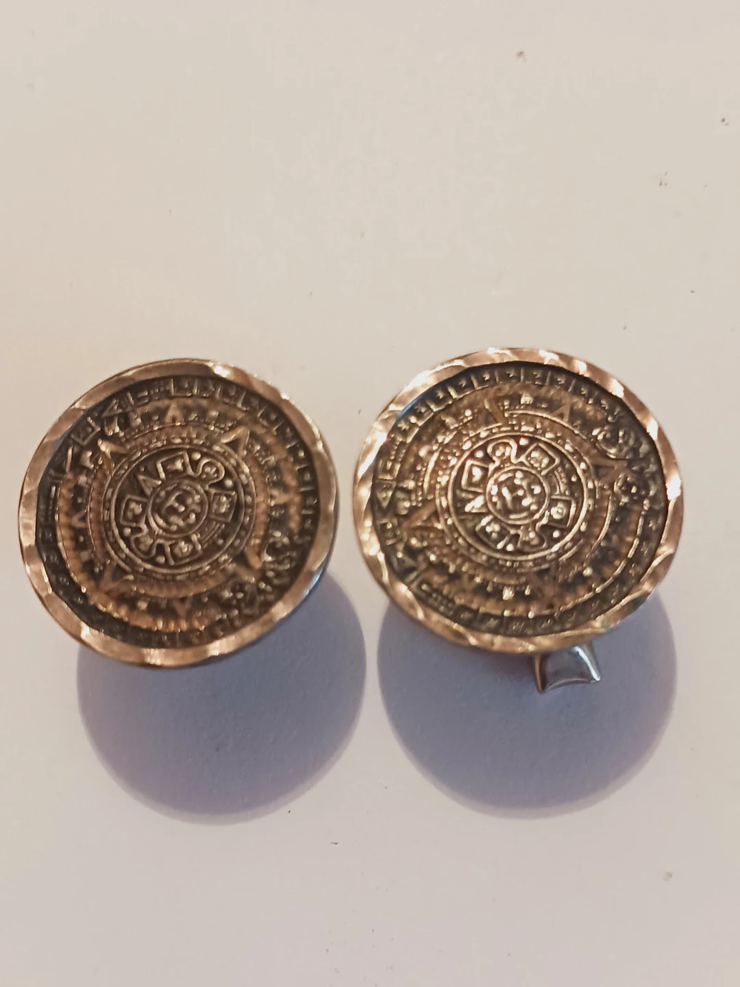 Sterling Silver 925 Aztec Mayan Calendar Design Cufflinks - photo 3