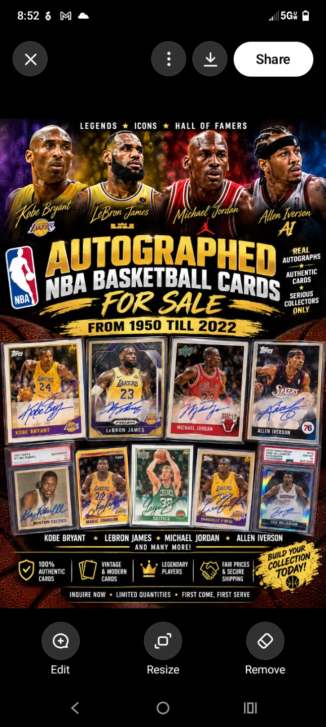 NBA Autographed Basketball Cards