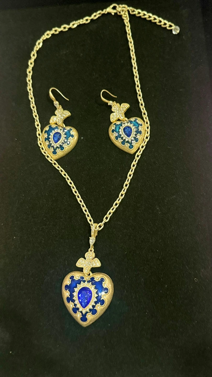 Heart-Shaped Necklace and Earrings Set