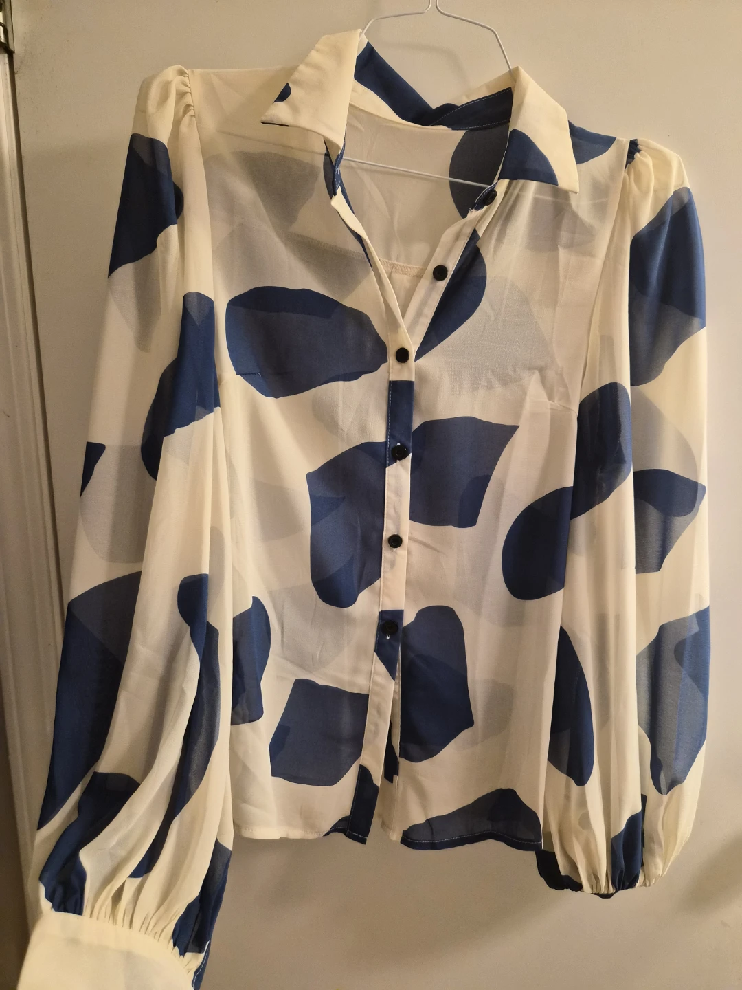 Sheer Abstract Print Blouse
