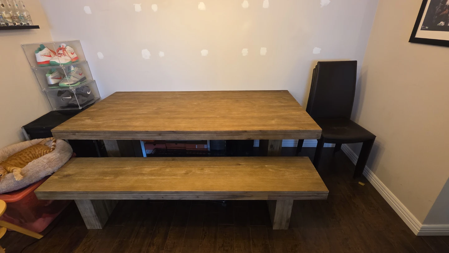 Structube dining table set with 1 bench