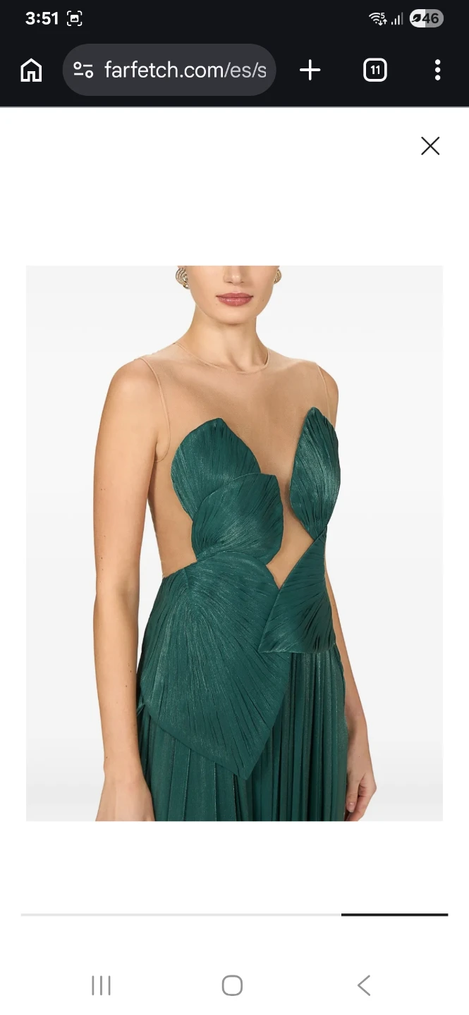 Women's Emerald Green Pleated Gown
