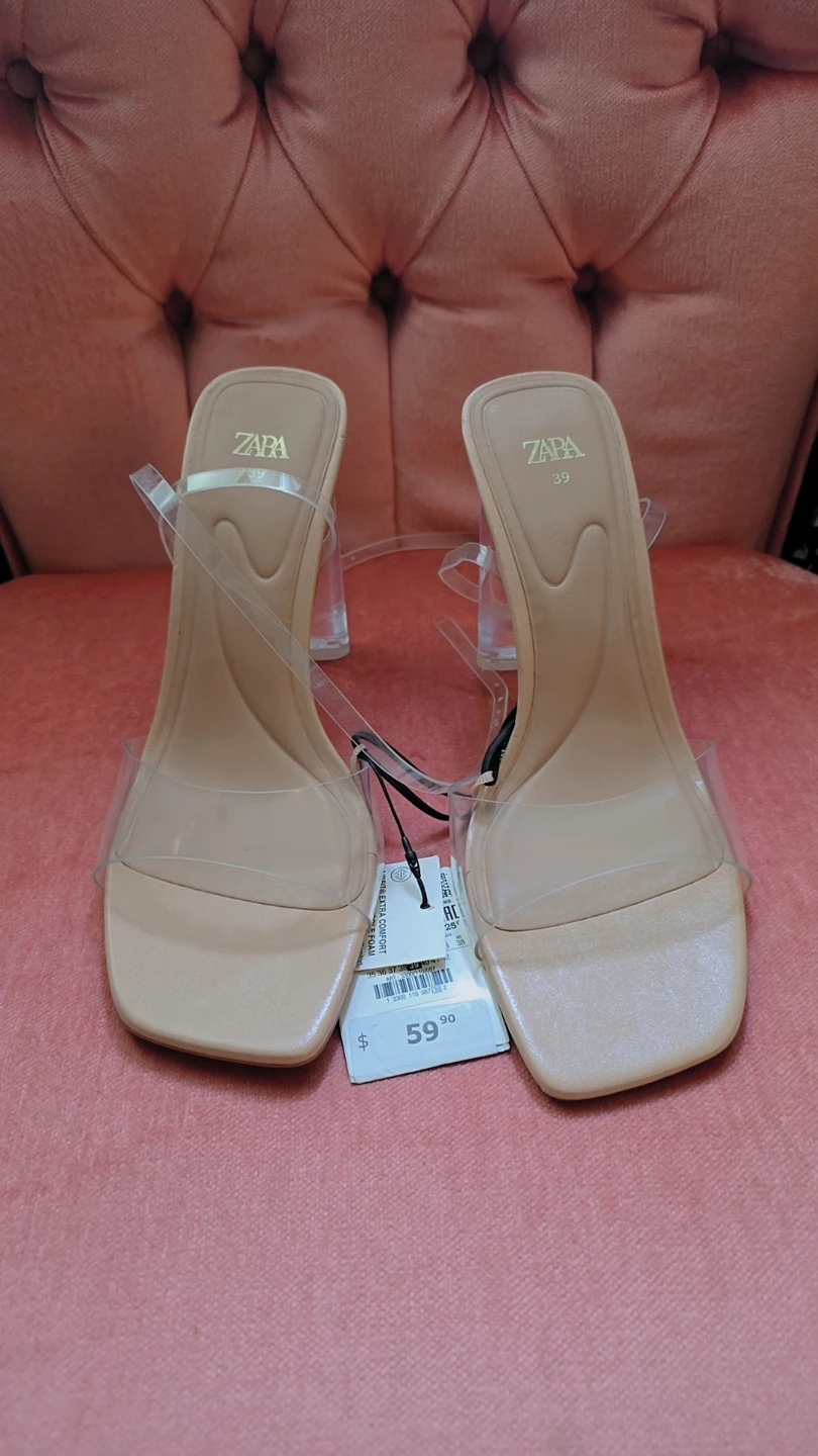 Sandales ZARA neuves nude à talons transparents - Pointure 39