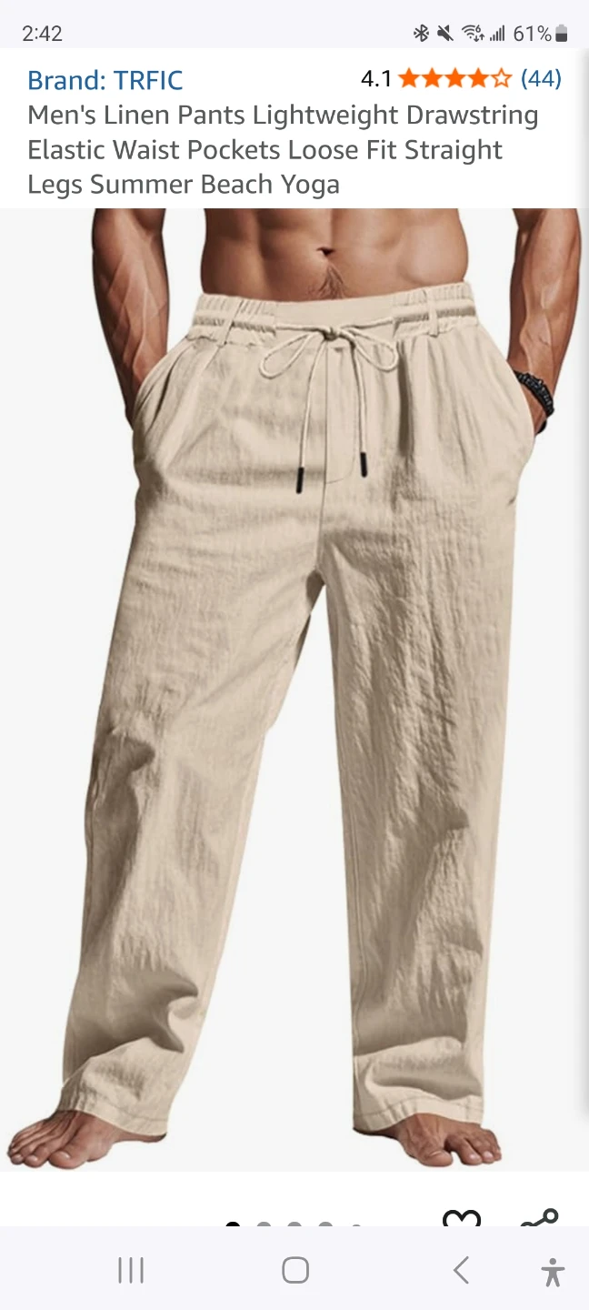 New Men's Linen Drawstring Pants