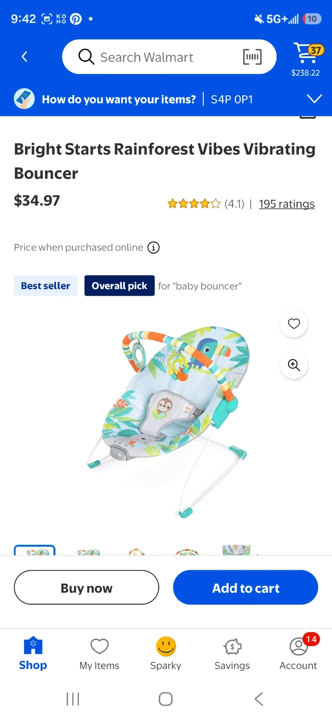 Bright Starts Rainforest Vibes Vibrating Bouncer