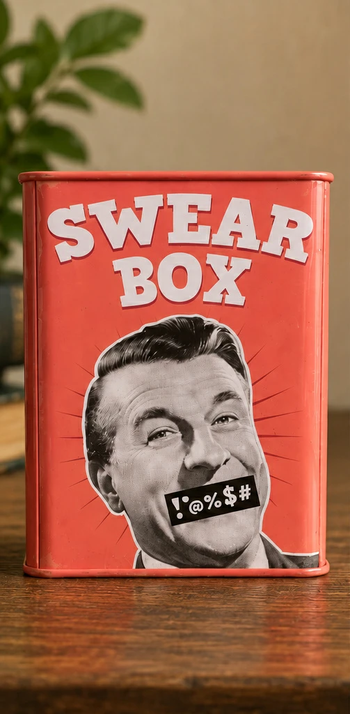 Retro Theme Swear Box:  Novelty Coin Bank / Funny Gift