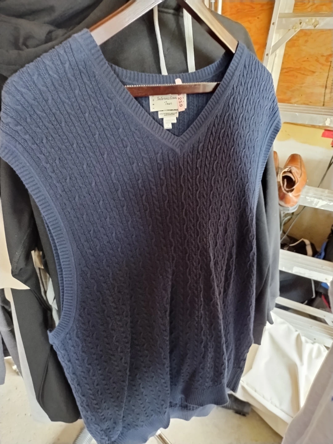 International Tour Navy Blue Cable Knit Sweater Vest