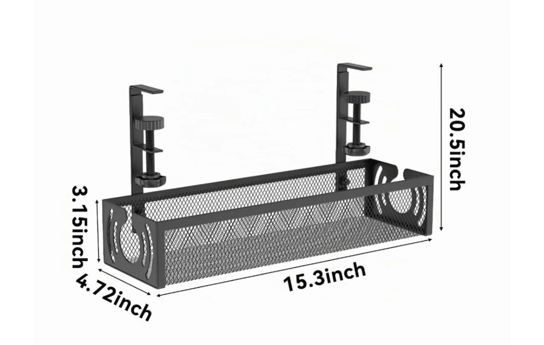 Black Metal Under-Desk Clamp-On cable management (cash only) - photo 3