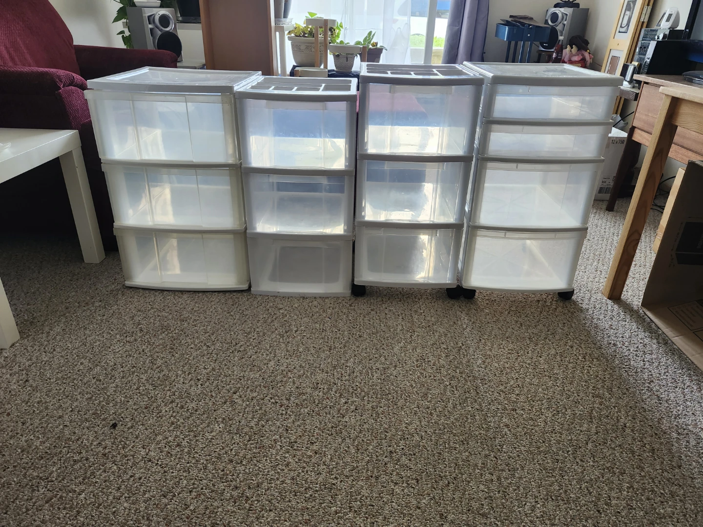 Plastic storage drawers