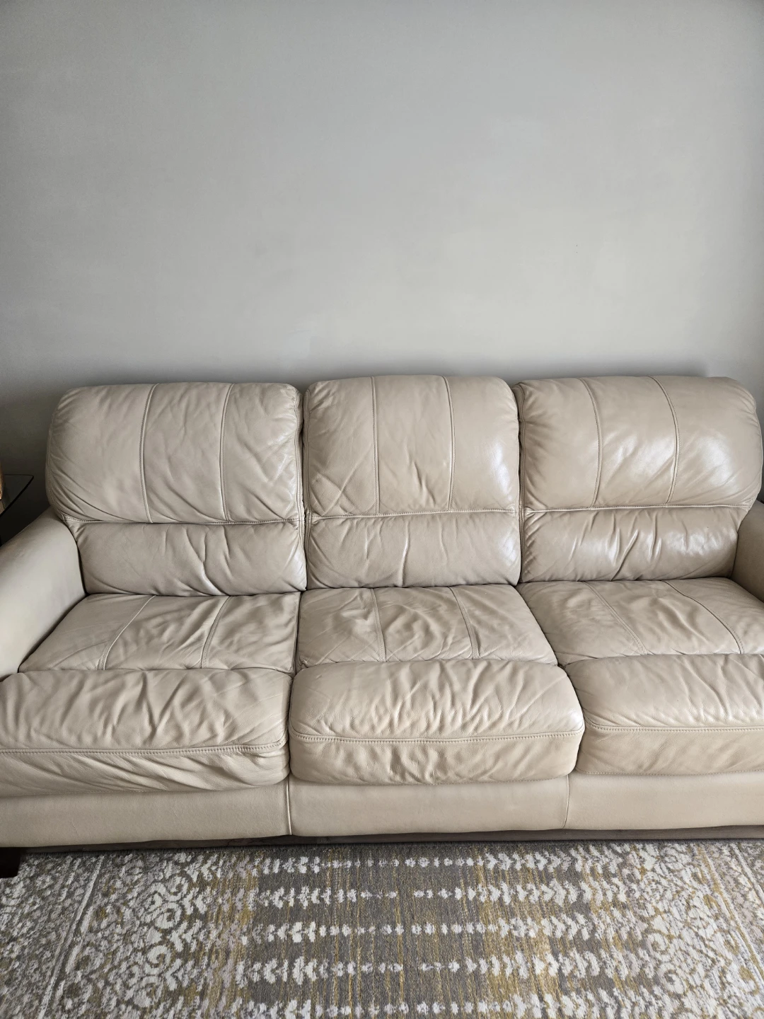 Beige Leather Sofa and Loveseat Set - photo 3