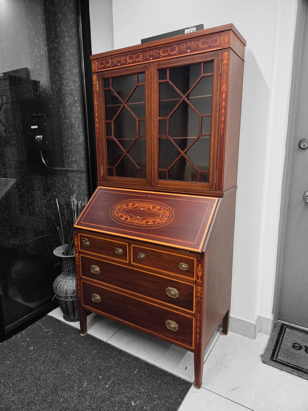 Vintage Mahogany Bureau Drop-Front Desk / Bookcase - photo 3