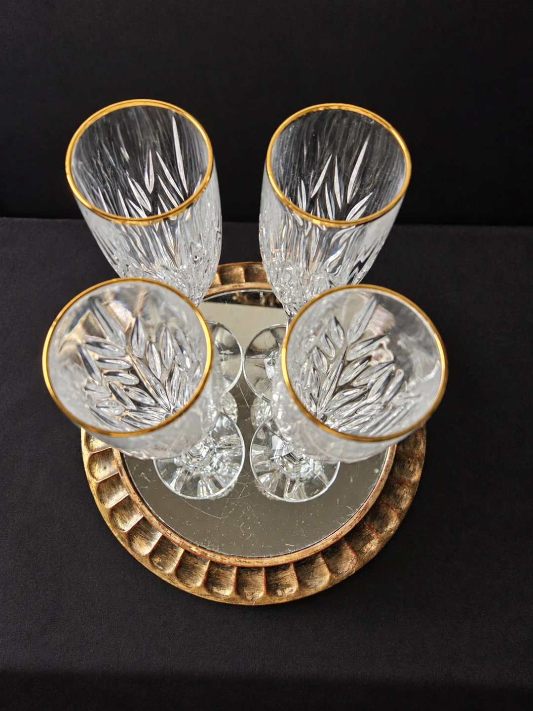 Set of 4  Mikasa Gold-Rimmed Crystal Champagne Flutes - photo 4