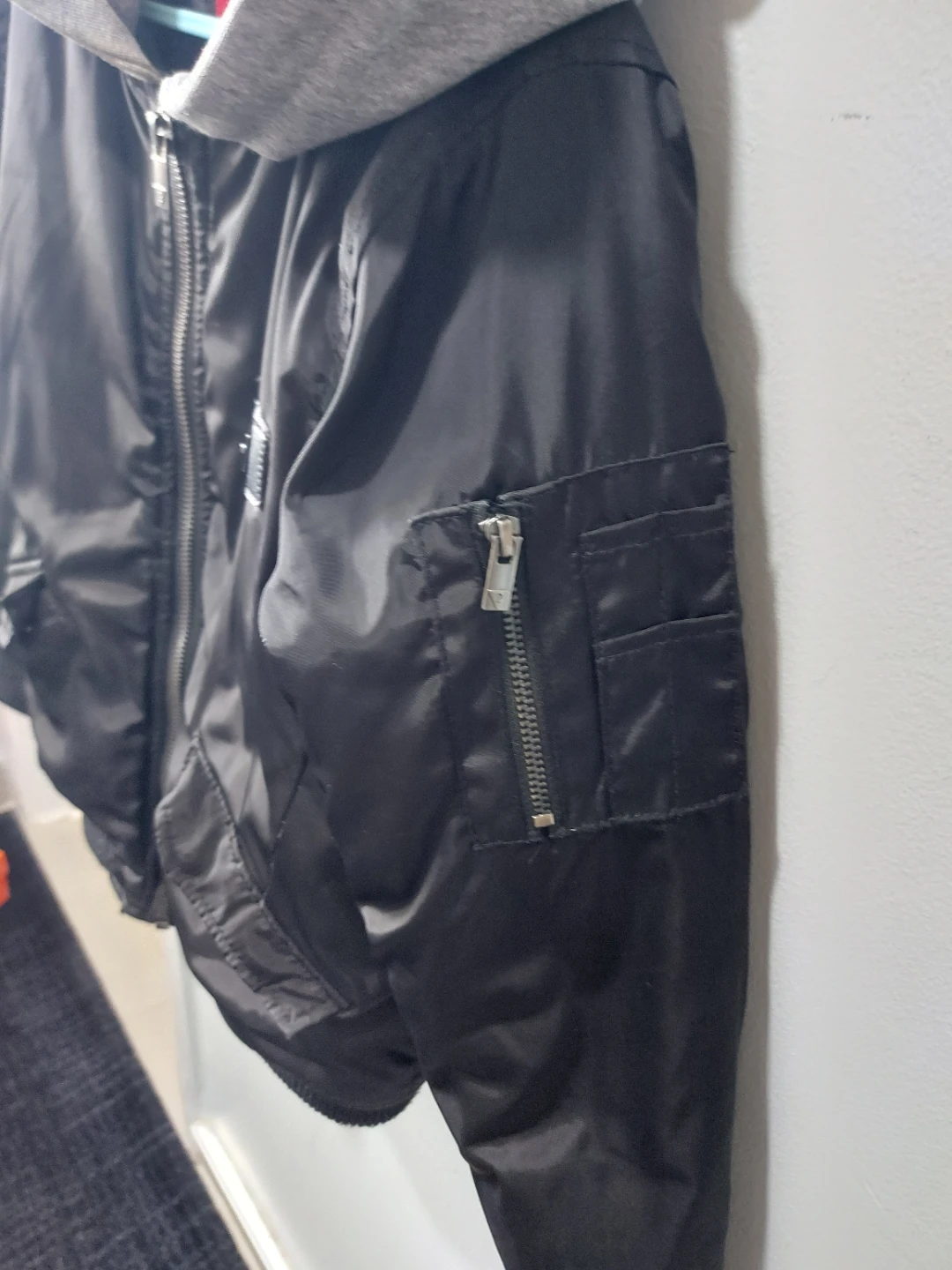 Guess Kids Black Bomber Jacket with Grey Hoodie - photo 2