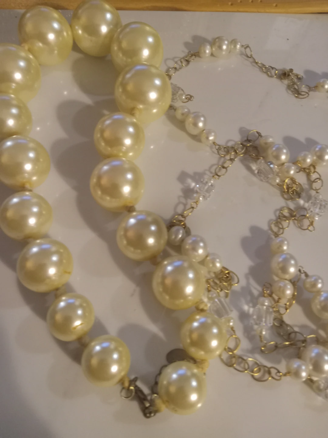 Faux Pearl and Crystal Chain Necklace