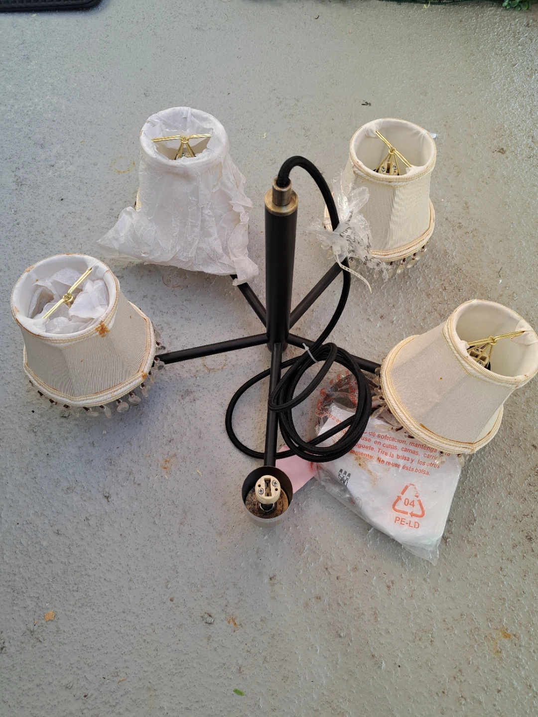 4-Light Crystal Chandelier with Fabric Shades