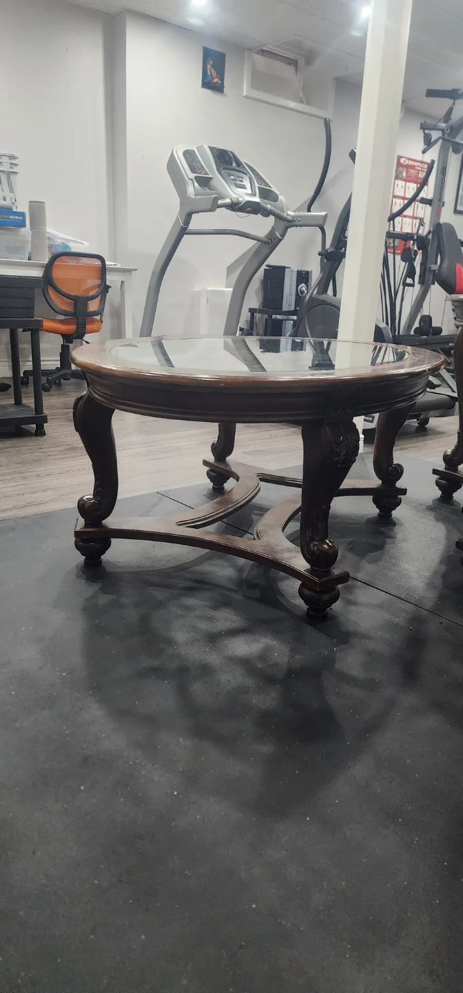 Set of Three Wooden and Glass Tables - photo 4