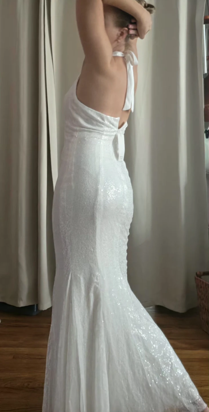 White Sequin Halter Maxi Dress 🏈 - photo 2