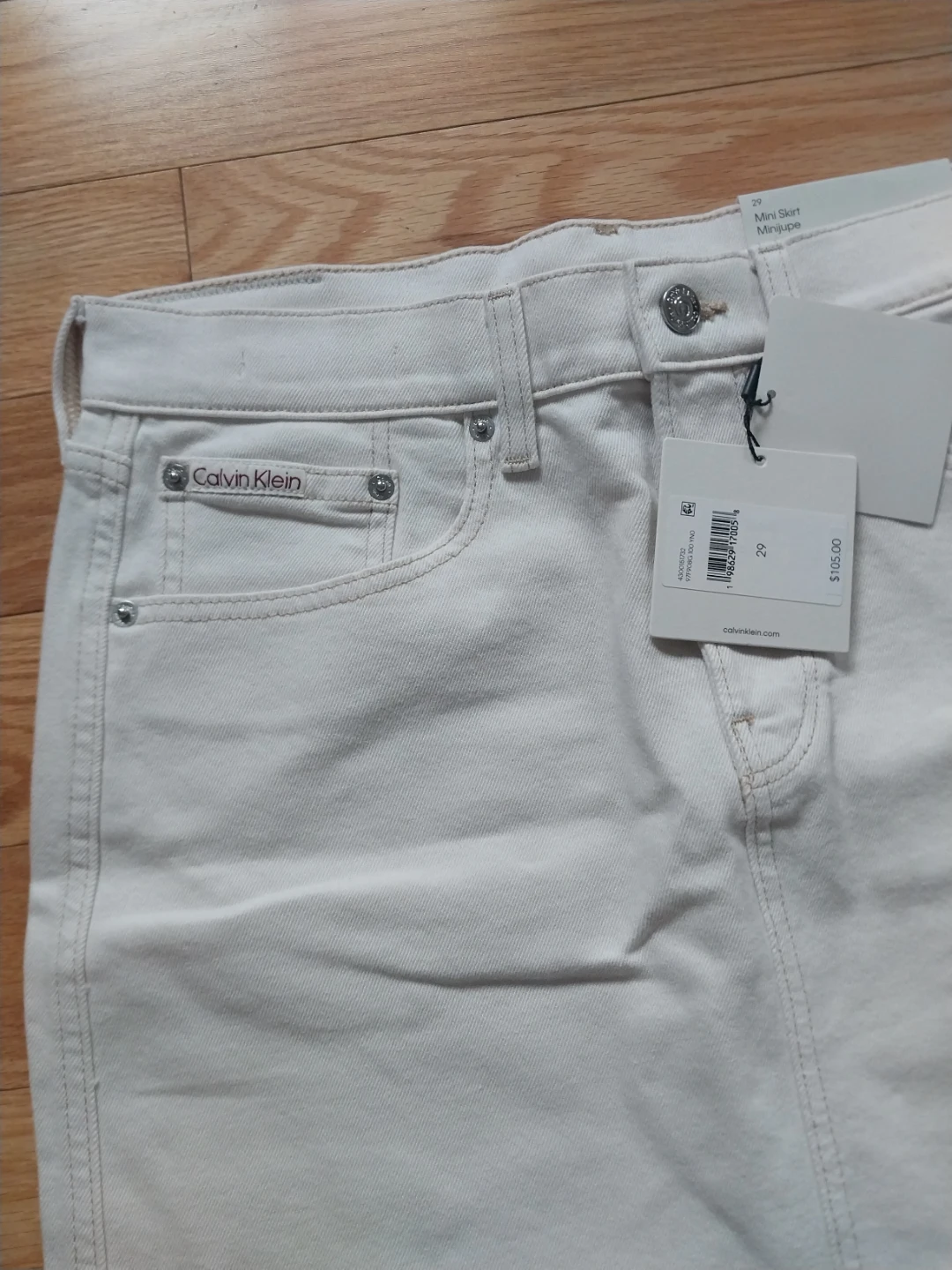 Calvin Klein Cream Denim Mini Skirt Size 29 - photo 2